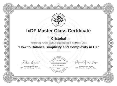 How to Balance Simplicity and Complexity in UX certificate