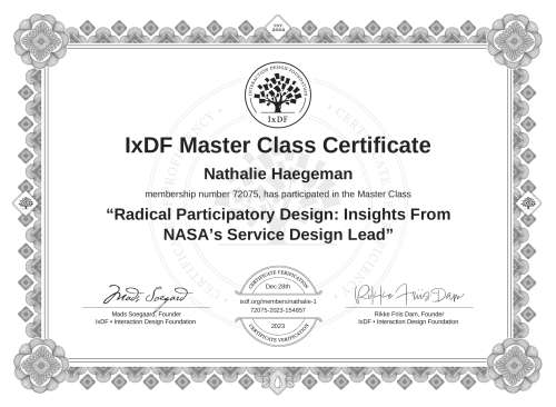 Radical Participatory Design: Insights From NASA’s Service Design Lead certificate