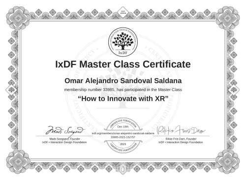 How to Innovate with XR certificate