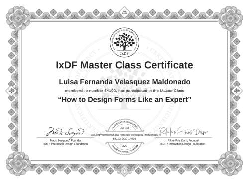 How to Design Forms Like an Expert certificate