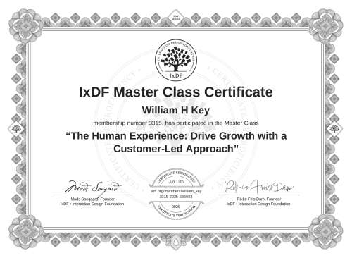 The Human Experience: Drive Growth with a Customer-Led Approach certificate