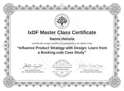 Influence Product Strategy with Design: Learn from a Booking.com Case Study certificate