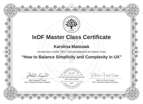 How to Balance Simplicity and Complexity in UX certificate