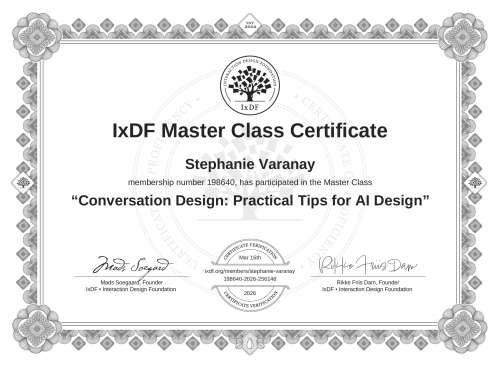 Conversation Design: Practical Tips for AI Design certificate