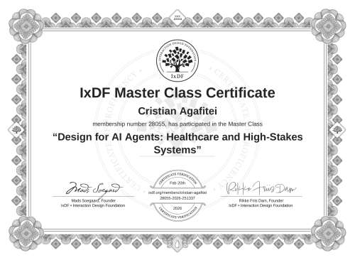 Design for AI Agents: Healthcare and High-Stakes Systems certificate