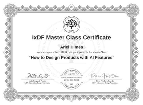 How to Design Products with AI Features certificate