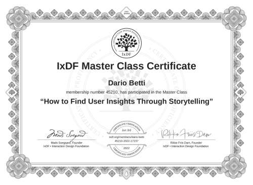 How to Find User Insights Through Storytelling certificate