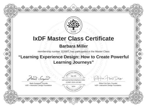 Learning Experience Design: How to Create Powerful Learning Journeys certificate
