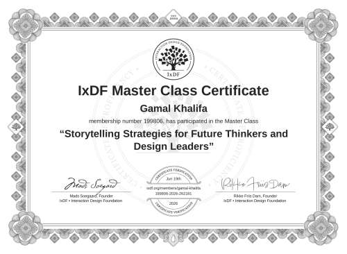 Storytelling Strategies for Future Thinkers and Design Leaders certificate