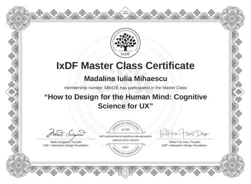 How to Design for the Human Mind: Cognitive Science for UX certificate