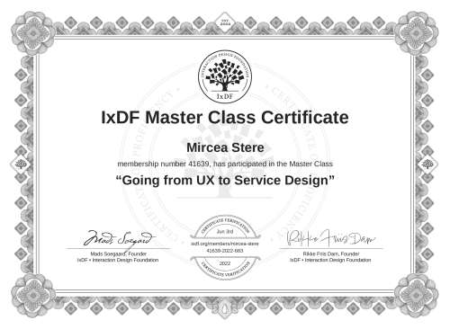 Going from UX to Service Design certificate