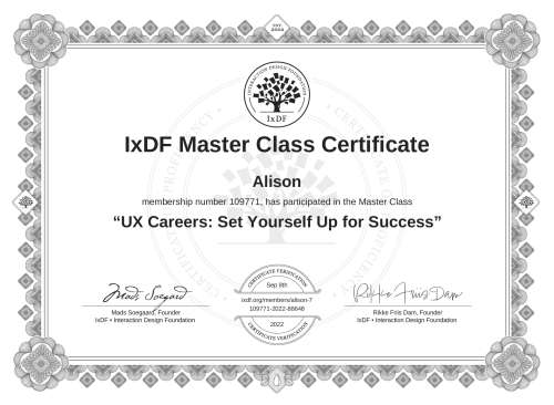 UX Careers: Set Yourself Up for Success certificate