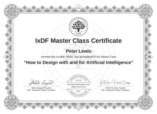 How to Design with and for Artificial Intelligence certificate