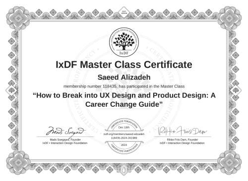 How to Break into UX Design and Product Design: A Career Change Guide certificate