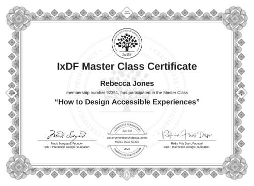 How to Design Accessible Experiences certificate