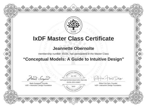 Conceptual Models: A Guide to Intuitive Design certificate