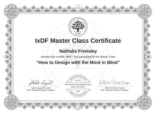 How to Design with the Mind in Mind certificate
