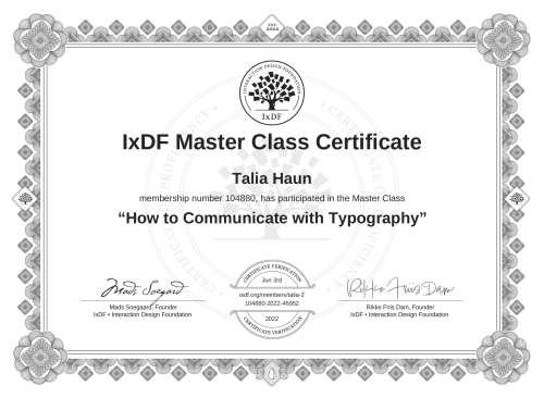 How to Communicate with Typography certificate