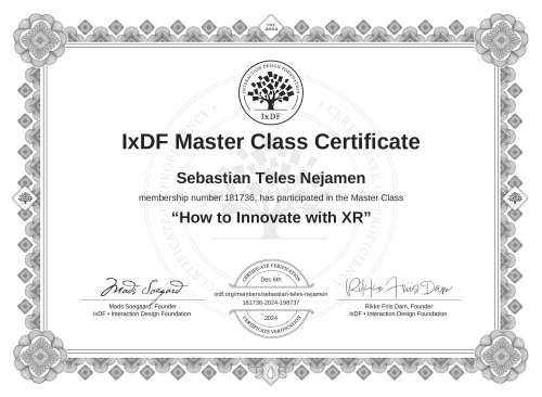 How to Innovate with XR certificate