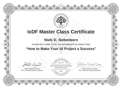 How to Make Your AI Project a Success certificate
