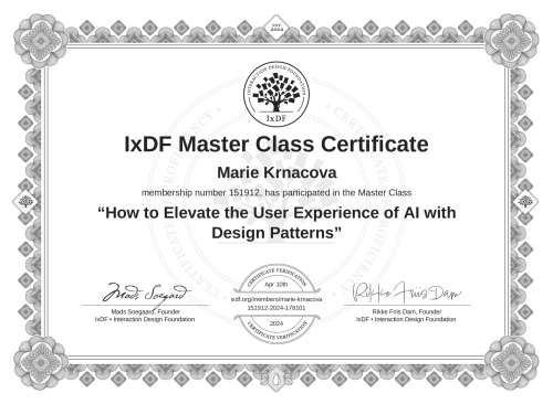 How to Elevate the User Experience of AI with Design Patterns certificate