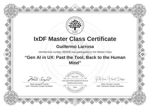 Gen AI in UX: Past the Tool, Back to the Human Mind certificate