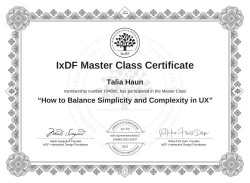 How to Balance Simplicity and Complexity in UX certificate