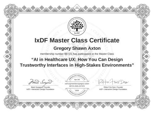 AI in Healthcare UX: How You Can Design Trustworthy Interfaces in High-Stakes Environments certificate