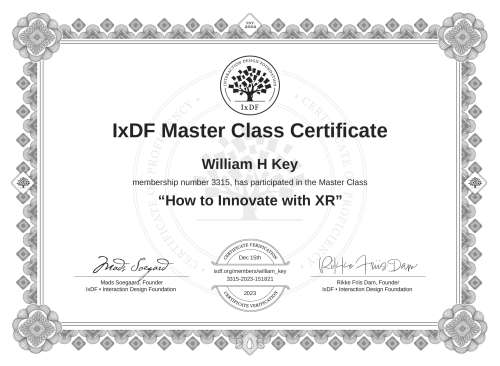 How to Innovate with XR certificate