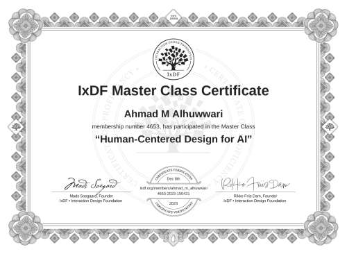 Human-Centered Design for AI certificate