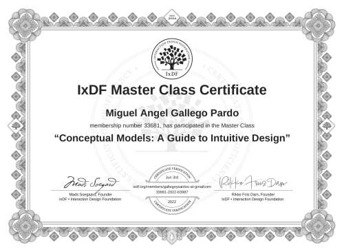 Conceptual Models: A Guide to Intuitive Design certificate
