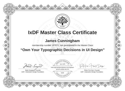 Own Your Typographic Decisions in UI Design certificate