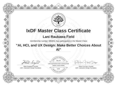 AI, HCI, and UX Design: Make Better Choices About AI certificate