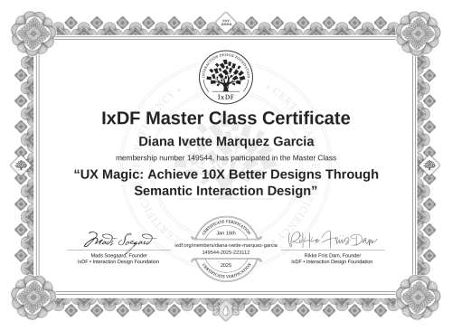 UX Magic: Achieve 10X Better Designs Through Semantic Interaction Design certificate