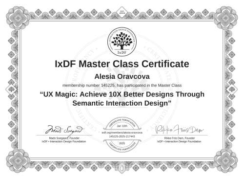 UX Magic: Achieve 10X Better Designs Through Semantic Interaction Design certificate
