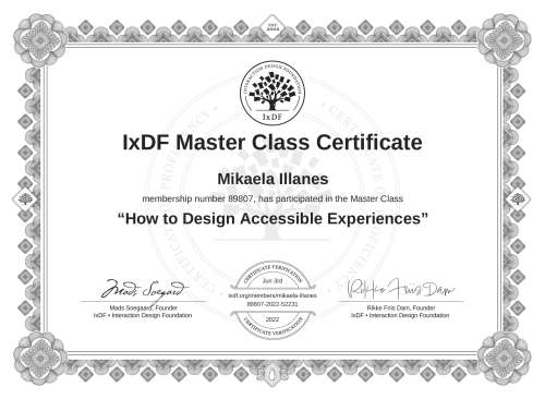 How to Design Accessible Experiences certificate