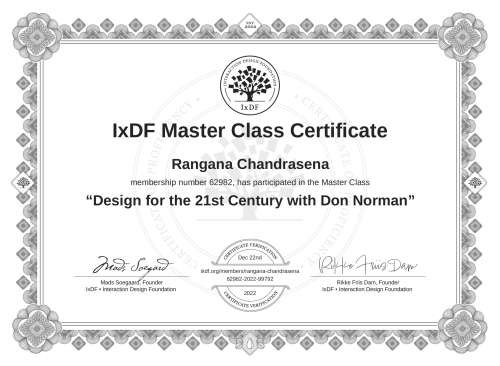 Design for the 21st Century with Don Norman certificate