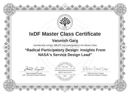 Radical Participatory Design: Insights From NASA’s Service Design Lead certificate