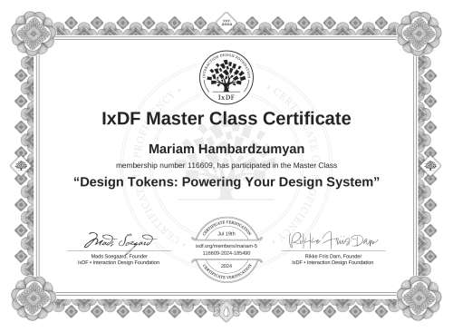 Design Tokens: Powering Your Design System certificate