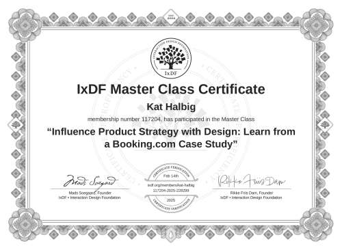 Influence Product Strategy with Design: Learn from a Booking.com Case Study certificate