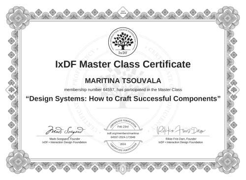 Design Systems: How to Craft Successful Components certificate