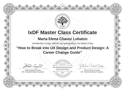 How to Break into UX Design and Product Design: A Career Change Guide certificate