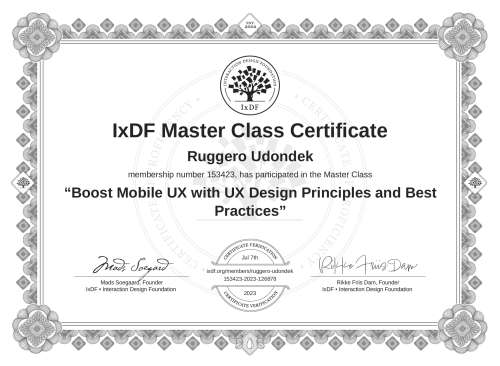 Boost Mobile UX with UX Design Principles and Best Practices certificate