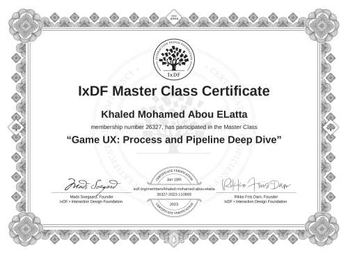 Game UX: Process and Pipeline Deep Dive certificate