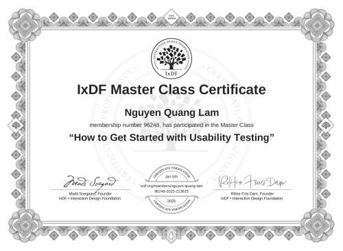 How to Get Started with Usability Testing certificate