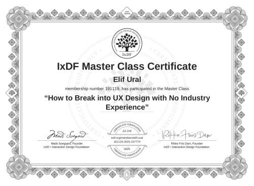 How to Break into UX Design with No Industry Experience certificate