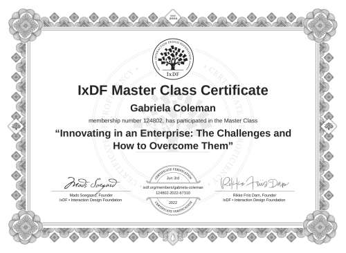 Innovating in an Enterprise: The Challenges and How to Overcome Them certificate