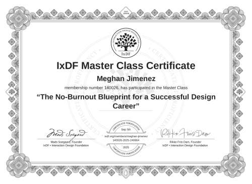 The No-Burnout Blueprint for a Successful Design Career certificate
