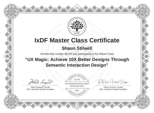 UX Magic: Achieve 10X Better Designs Through Semantic Interaction Design certificate
