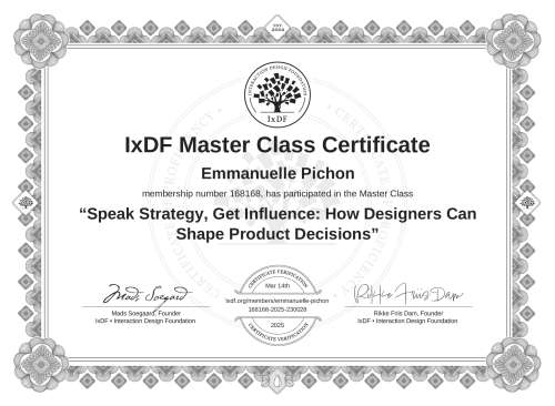 Speak Strategy, Get Influence: How Designers Can Shape Product Decisions certificate